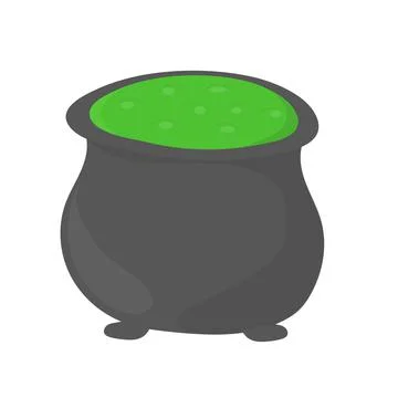 Vector witch pot with green poison illustration on white Stock Illustration
