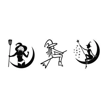Vector the witch sat on the moon Stock Illustration