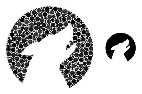 Vector Wolf Collage of Small Circles Stock Illustration