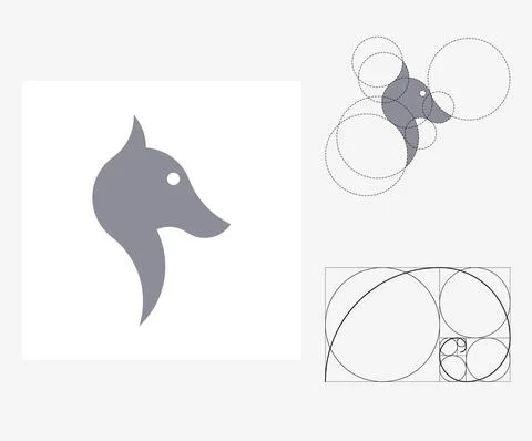 Vector wolf in golden ratio style. Editable illustration Illustrazione stock