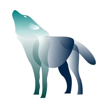 Vector wolf in gradient style. Digital art Stock Illustration