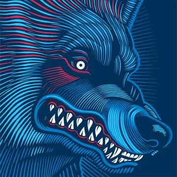 Vector wolf illustration in collorfull Stock Illustration