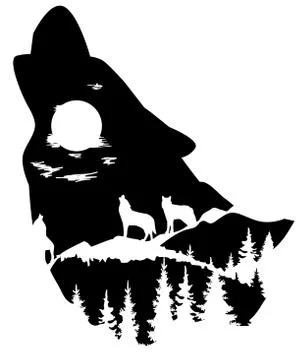 Vector wolf silhouette Stock Illustration