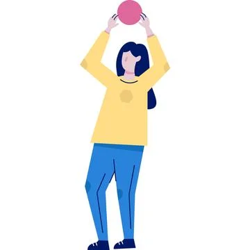 Vector woman holding chart pie graph icon Stock Illustration