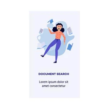 Vector woman information document search concept Stock Illustration