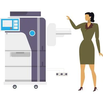 Vector woman office worker using copy machine Stock Illustration