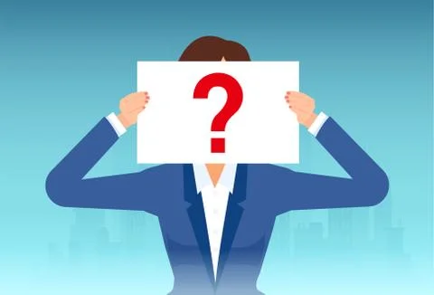 Vector of woman with question mark, unknown faceless user Stock Illustration