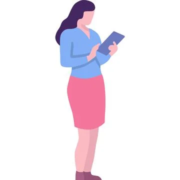 Vector woman use mobile tablet flat icon Stock Illustration