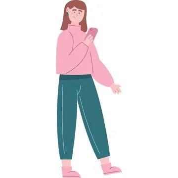Vector woman using mobile phone icon on white 库存插图