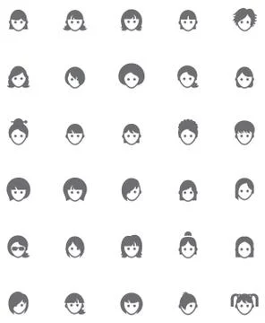 Vector women faces icon set Stock Illustration