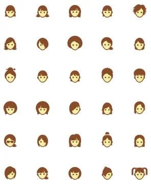 Vector women faces icon set Stock Illustration