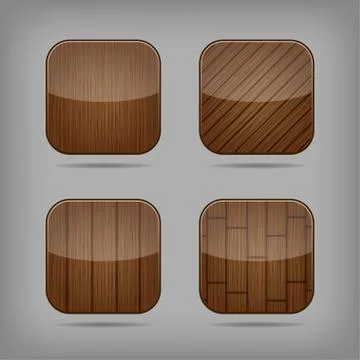 Vector wooden buttons set Stock Illustration