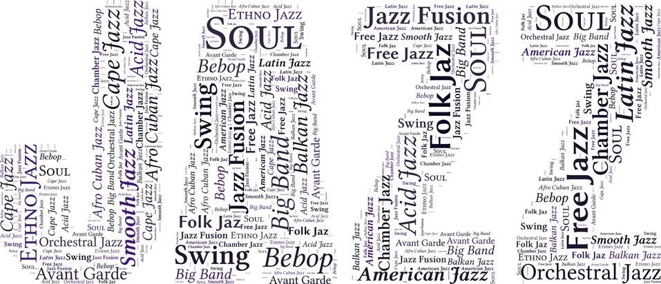 Vector Word Cloud with the word of Jazz on white background Stock Illustration