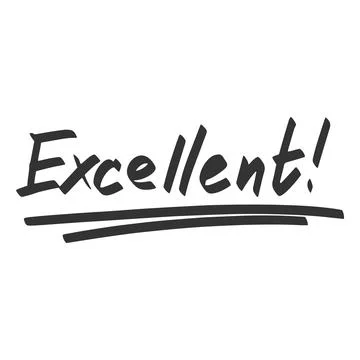 Vector word excellent with double underline, handwritten in black marker. Stock Illustration