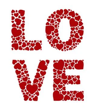 Vector word "love" made of small hearts Stock Illustration