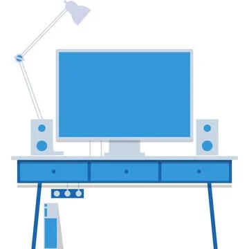 Vector work desk flat icon business interior Stock Illustration