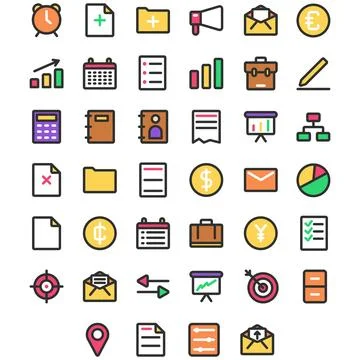 Vector of Work Icon Set. Perfect for user interface, new app Stock Illustration