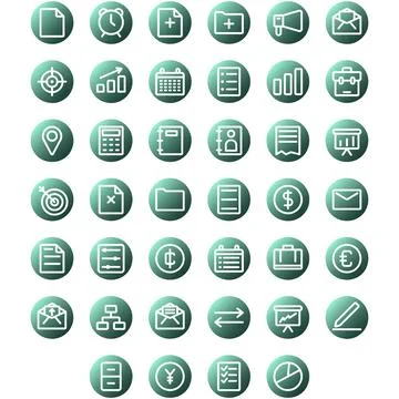 Vector of Work Icon Set. Perfect for user interface, new app Stock Illustration