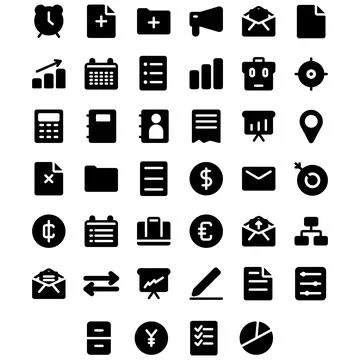 Vector of Work Icon Set. Perfect for user interface, new app Stock Illustration