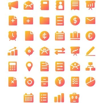 Vector of Work Icon Set. Perfect for user interface, new app Stock Illustration