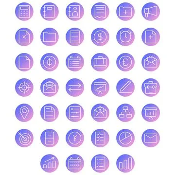 Vector of Work Icon Set. Perfect for user interface, new app Stock Illustration