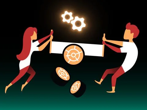 Vector work together in gradient style. Editable illustration Stock Illustration