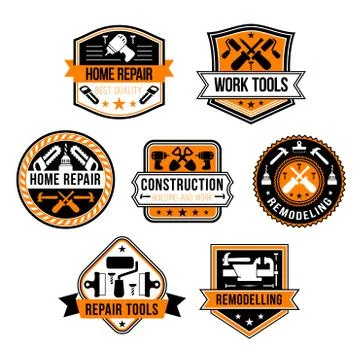 Vector work tools for home repair icons set Stock Illustration