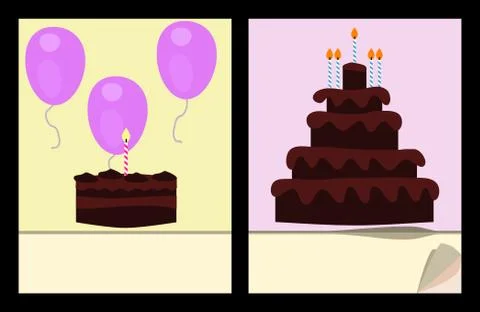 Vector - Workbook cover template with birthday cakes and air balloons Stock Illustration