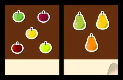 Vector - Workbook cover template with fruit stickers Stock Illustration