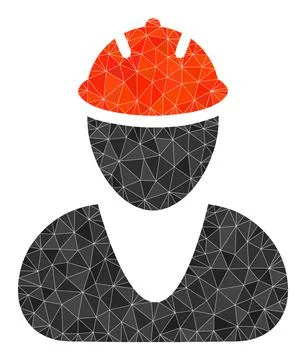 Vector Worker Polygonal Icon Stock Illustration