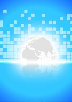 Vector : World with abstract blue background Stock Illustration