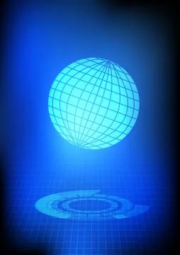 Vector : World with abstract circle on blue technology background Stock Illustration