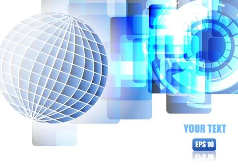 Vector : World with abstract square background Stock Illustration