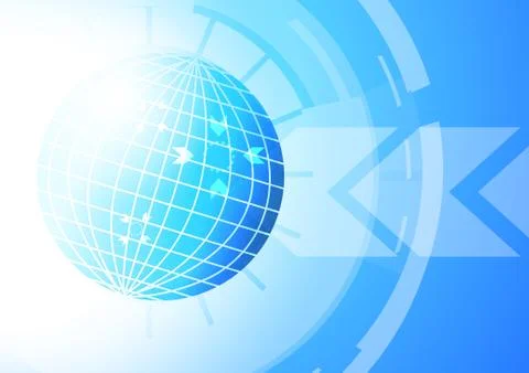 Vector : World and arrow on blue technology background Stock Illustration
