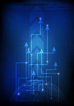 Vector : World and arrow technology concept background Stock Illustration