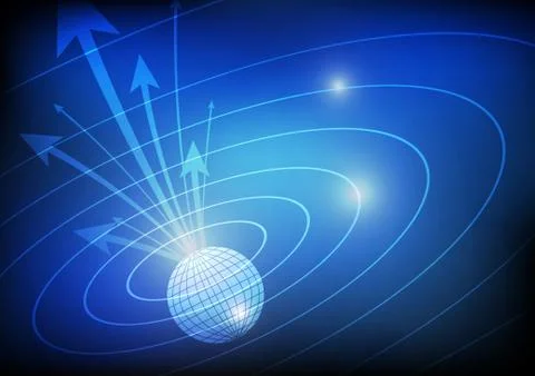 Vector : World and circles with increasing arrows Stock Illustration