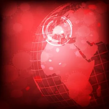 Vector : world with covid-19 virus on red background Stock Illustration