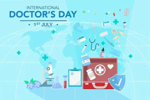 Vector world doctors day vector illustration for greeting card. Stock Illustration
