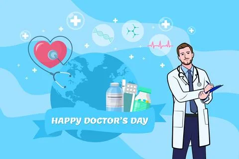Vector world doctors day vector illustration for greeting card. Stock Illustration