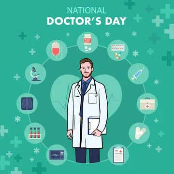 Vector world doctors day vector illustration for greeting card. Stock Illustration