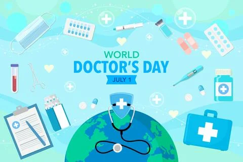 Vector world doctors day vector illustration for greeting card. Stock Illustration