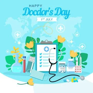 Vector world doctors day vector illustration for greeting card. Stock Illustration