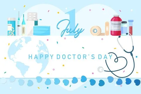 Vector world doctors day vector illustration for greeting card. Stock Illustration