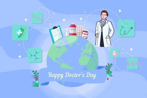 Vector world doctors day vector illustration for greeting card. Stock Illustration