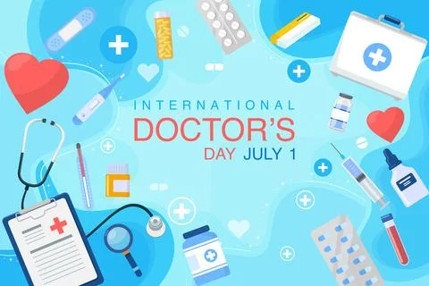 Vector world doctors day vector illustration for greeting card. Stock Illustration