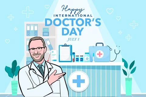 Vector world doctors day vector illustration for greeting card. Stock Illustration