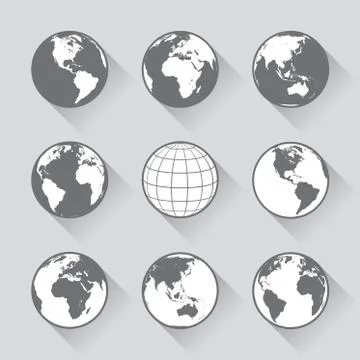 Vector World Globe icons Stock Illustration