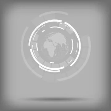 Vector : World map with abstract circle on gray background Illustrazione stock