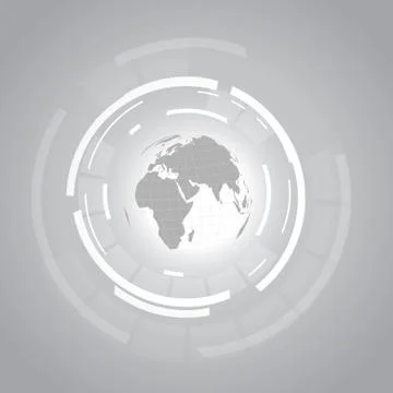 Vector : World map with abstract circle on gray background Stock Illustration
