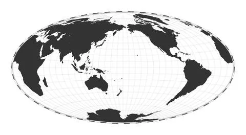 Vector world map. Aitoff projection. Plain world geographical map with lati.. Stock Illustration